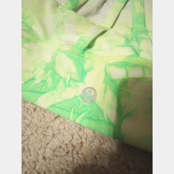 Women's Lululemon 4 Energy Longline Tie Dye Neon Green Activewear Sportsbra - Picture 3 of 3